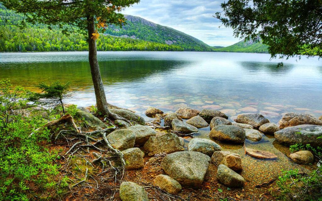 Jordan Pond view from hiking trail Acadia National Park Maine photo landscape 1920x1200 1